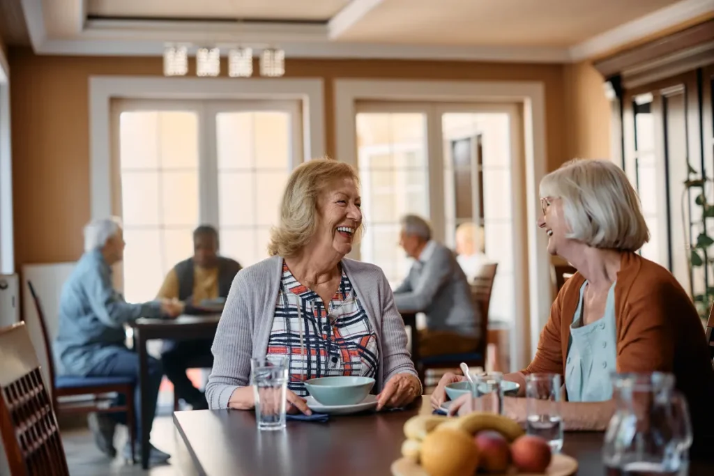 Seniors dining and enjoying independence